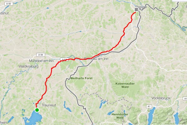 Seebruck am Chiemsee nach Passau - 125,41km (6:00 Stunden)